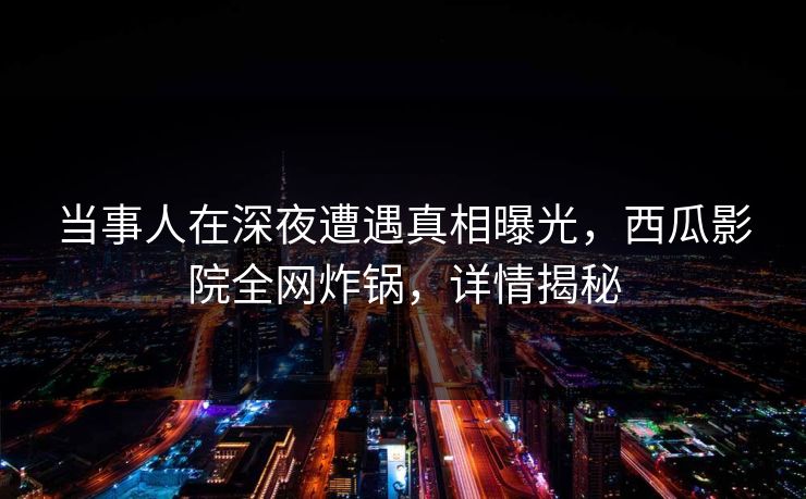 当事人在深夜遭遇真相曝光，西瓜影院全网炸锅，详情揭秘